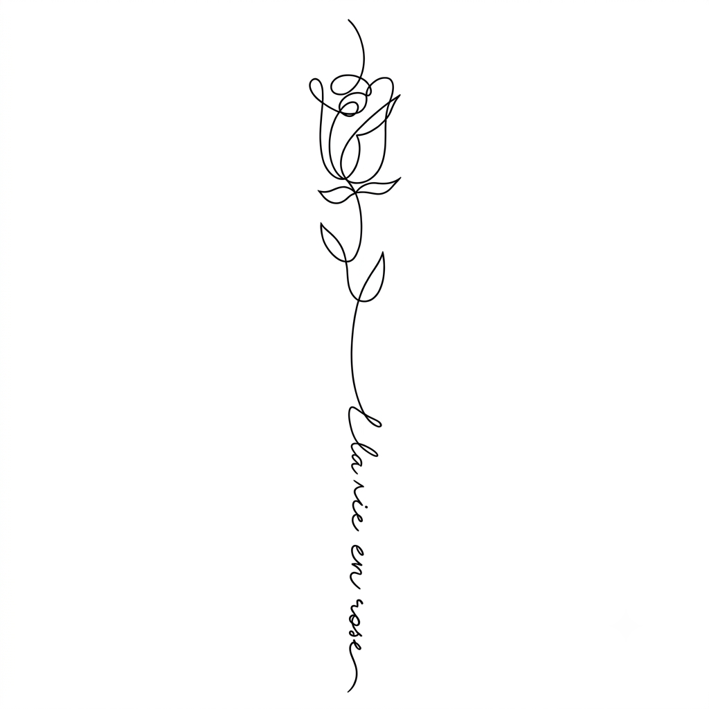“La vie en rose” spine tattoo